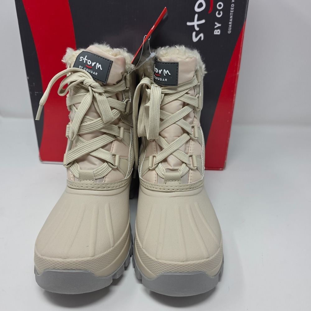 Storm by Cougar Boots Womens 6 Ecru Faux Fur Waterproof Fury-Q Oyster Winter New - Picture 2 of 7